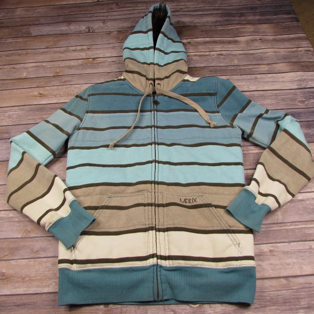 Matix Insulated Full Zip Striped Hoodie Jacket L